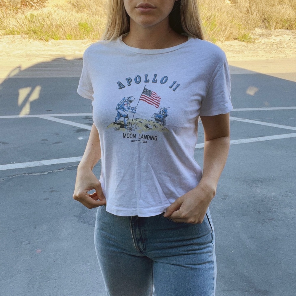 RE/DONE White T-Shirt Apollo 11 Graphic